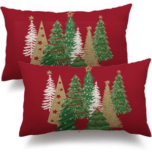 DFXSZ Christmas Pillow Covers 12x20 Inch Xmas Tree Decorative Red Throw Pillows Winter Christmas Decor for Home Couch TH-50C120