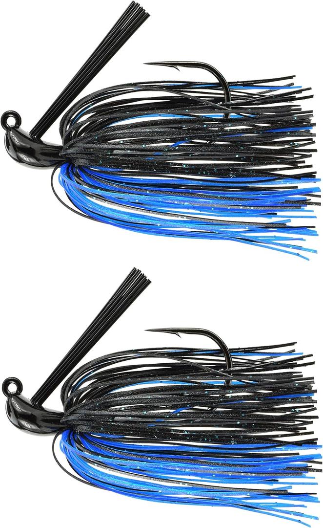 3/8-1oz Tunsten Bass Flipping Jig - 2 Pack - 4 Colors & 4 Weights to Choose from (Black Blue)