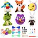 6Pcs Crochet Kit for Beginners, 2025 Upgraded Animal Crochet Kit, DIY Craft for Adults and Kids, All in One Crochet Knitting Kit, Comes with Step-by-Step Video Tutorials(B) (Orange)