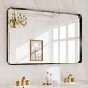 40X30 Inch Black Metal Framed Bathroom Mirror for Wall, Matte Large Rounded Rectangle Vanity Mirror Farmhouse,Anti-Rust, HD Tempered Glass, Horizontally or Vertically Hanging