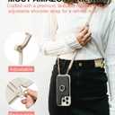 Crossbody Wallet Case for iPhone 13 Pro Max, Card Slot Phone Case with 360 Ring Stand, Built-in Makeup Mirror, Snap Closure, Adjustable Shoulder Strap, 6.7 Inch (Black)