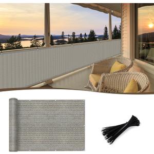 SUNNY GUARD 2.5/2.6/3/3.3/4/5/6/8 Balcony Privacy Screen Fence, Apartments Railing, Heavy Duty Wind Block Screen for Outdoor,Porch,Patio,Deck Privacy,3'x10' Brown-Grey