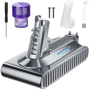 Bonacell Upgraded Replacement for Dyson V10 Battery 7000mAh Compatible with V10 Animal Absolute Fluffy Motorhead SV12 Handheld Cordless Vacuum Cleaner 25.2V Li-ion 969352-02 Battery (Matte silver 7000mAh)