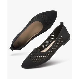 hash bubbie Women's Flats Shoes Women Comfortable Dress Shoes Black Pointed Toe Flats Ballet Mesh Knit Flat Dressy Slip on Business Casual Shoes for Women Size 6