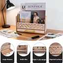 Wood Mail Organizer Countertop with Drawers, Desk Organizer for Office Supplies, Paper, Letter, Envelope, Bill