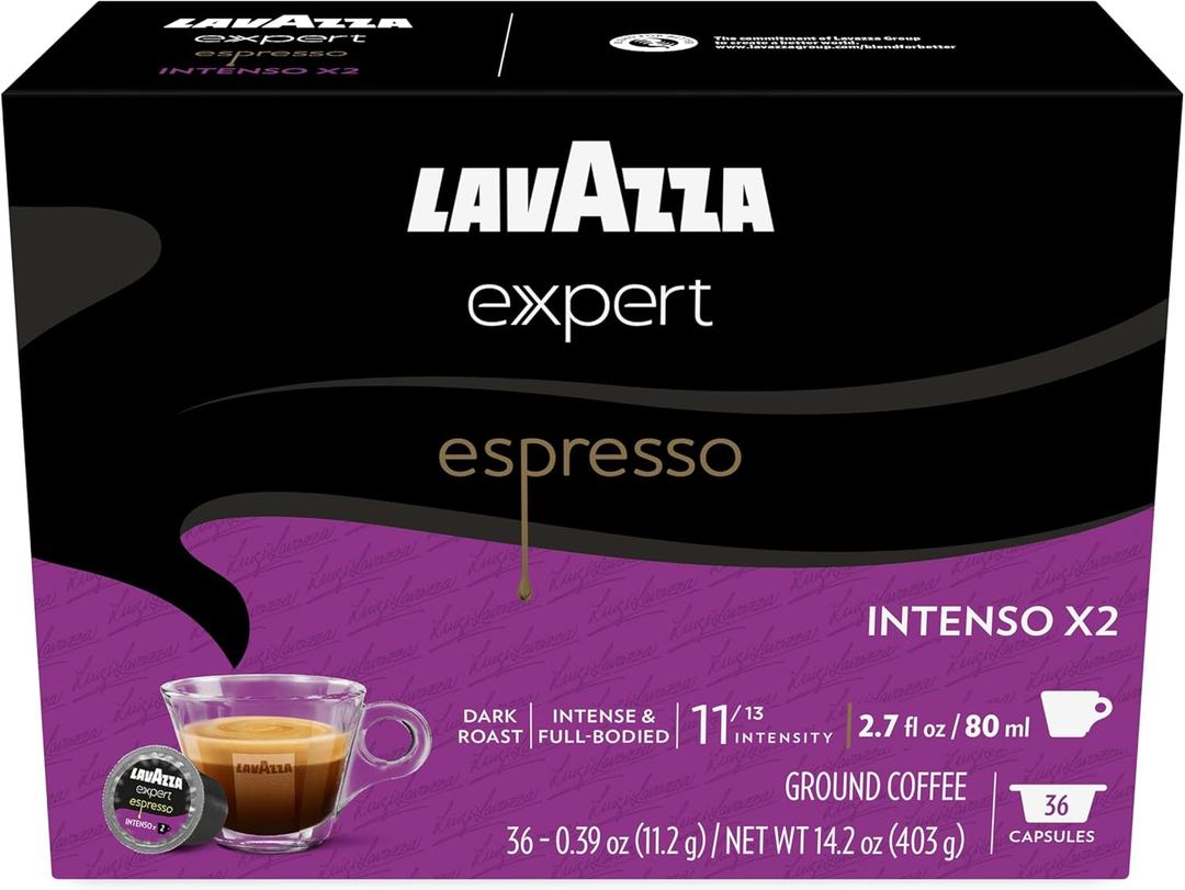 Lavazza Expert Espresso Intenso Double Shot Capsules, Dark Roast, Arabica and Robusta Blend, Compatible with Lavazza Classy Machines (36 Capsules) (36 Count (Pack of 1)) BBD: 11/30/26