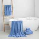 6-Piece Bath Towel Set(30"x60"), 2 Large Bath Towel Sheets, 2 Hand Towels and 2 Washcloths - Highly Absorbent Quick Dry Microfiber,Ultra Soft Towel Set for Bathroom (Blue)