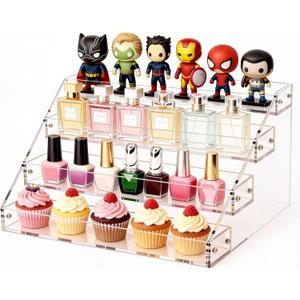 Acrylic Display Stand,12 inch 4 Tier Clear Display Shelf,Perfume organizer Stand,Makeup Display Stands,Cupcake Stand Holder,Dessert Shelves,Figurine display shelf,Sticker Display,Card Display Stand,Spice Rack
