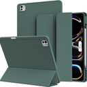 kenke Case for iPad Pro 13 Inch (M4) 2024 7th Generation with Pencil Holder, Slim Trifold Smart Cover with Soft TPU Back, Supports Pencil Pro and Pencil(USB-C), Auto Sleep/Wake, Dark Green