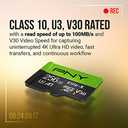 PNY 64GB Elite-X Class 10 U3 V30 microSDXC Flash Memory Card - 100MB/s, Class 10, U3, V30, A1, 4K UHD, Full HD, UHS-I, Micro SD
