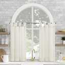 Archaeo Washed Cotton Small Window Twist Tab Cafe Curtains, 52" x 36", Ivory (Cream)