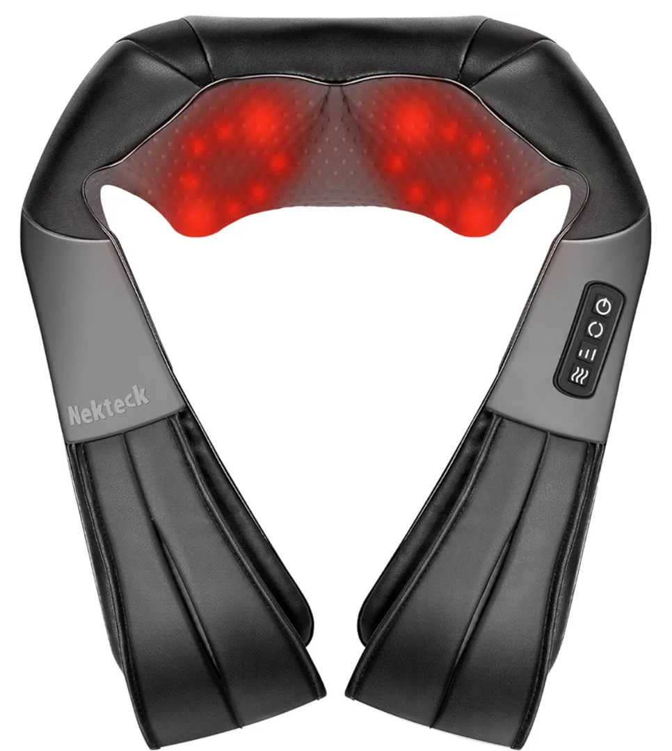 Nekteck Shiatsu Neck Massager with Heat for Pain Relief Deep Tissue, 2026 Upgraded 3D Back Shoulder Kneading Massage Pillow, Body Muscle Relaxation Tools Gifts for Him Her, Black (NOT Cordless)