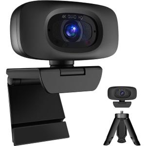 4K Webcam for Streaming Webcam for PC, 1/2.5'' Sensor, Autofocus, 2 Noise Reduction Mics, Built-in Privacy Cover, for PC/Zoom/Skype/Team/Laptop/MacBook/Windows