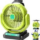 Cordless Oscillating Fan Compatible with Ryobi 18V ONE+ Battery, High Velocity Job Site Fan with 3-Stage Timer, Portable Air Circulation for Workshop, Garage, Camping (Battery Not Included)