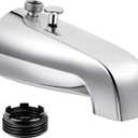 Enhon Tub Spout with Rear Diverter, Bathtub Spout Fitting 1/2-Inch or 3/4-Inch IPS, 5-1/4 Inch Length Bathroom Bathtub Faucet with Adapter(Chrome, with Handheld Shower Fitting)