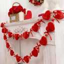 Gilprop 4.92 ft Valentine's Day Heart Garland Velvet Hanging Banner with Wooden Beads and Red Heart Valentines Bow Velvet Garland for Mantle Fireplace Wall Anniversary Wedding Home Decorations