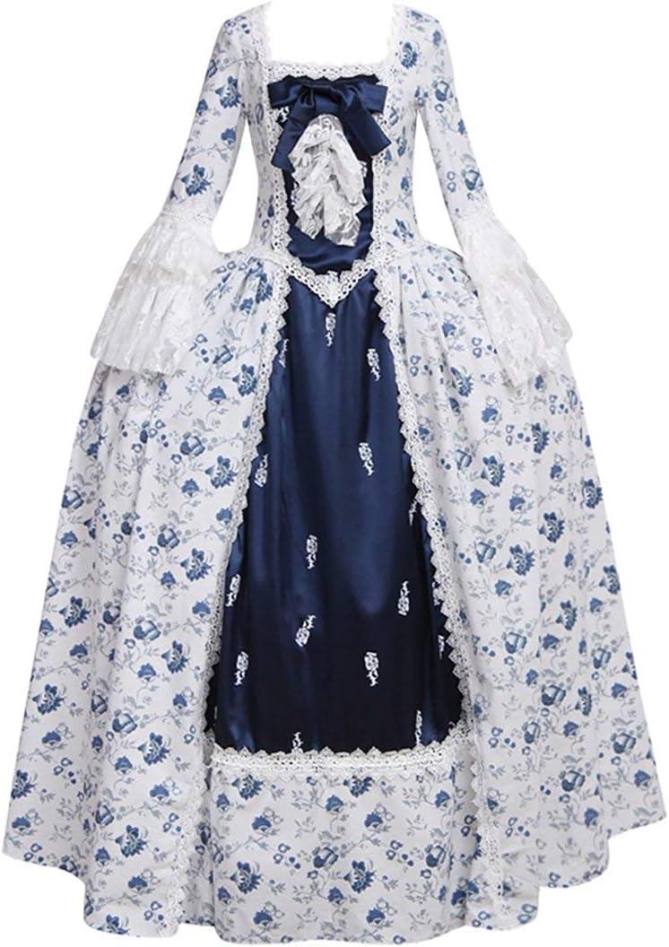 1791's lady Women's Victorian Rococo Dress Inspiration Maiden Costume (Large, Blue)