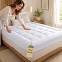 Topper, WestMonth Mattress Pad 1000 GSM, Premium Quilted Luxury Extra Thick, Cooling Breathable & Fluffy Soft, Deep Pocket 8–21 Inch Bed Cover Fit Queen, King Size, etc (White, Queen)