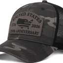 USA 250th Anniversary Hat 1776-2026, Adjustable Patriotic Trucker Hat Retro Patriotic Baseball Cap for Men Women (Brown)