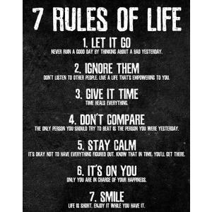 HoneyKICK 7 Rules of Life Motivational Poster, 11 x 14 Inches Unframed, Printed on Premium Cardstock Paper
