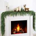 12FT(2 * 6FT) Christmas Garlands for Decorating, Real Touch Norfolk Pine Garland, Artificial Greenery Garlands for Mantle, Stairs, Fireplace, Indoor Outdoor Christmas Decorations (Soft 6FT - 2 Pcs (Without Lights))