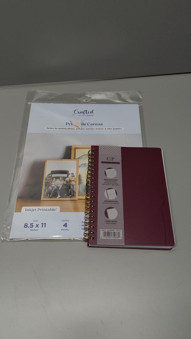 Set of 2: Printworks Printable Canvas, 4 Sheets, 8.5" x 11" + Studio C Noted Neutrals Personal Notebook