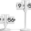 mooas Standing Height Adjustable Flip Desk Clock (White), Retro Vintage Analog Design Flip Clock Standing Clock Battery Operated, for Home Living Room Office School Hotel