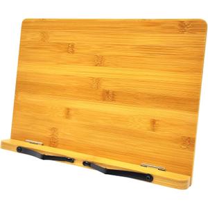 (15.4 x 11 Inch) Large Book Stand for Reading Hands Free,Recipe Cookbook Holder for Kitchen Counter,Textbook Stands for Heavy Thick Books,Bamboo Holders for Bible,Tablet,Law School,Drawing (1.2"D x 15.4"W x 11"H)