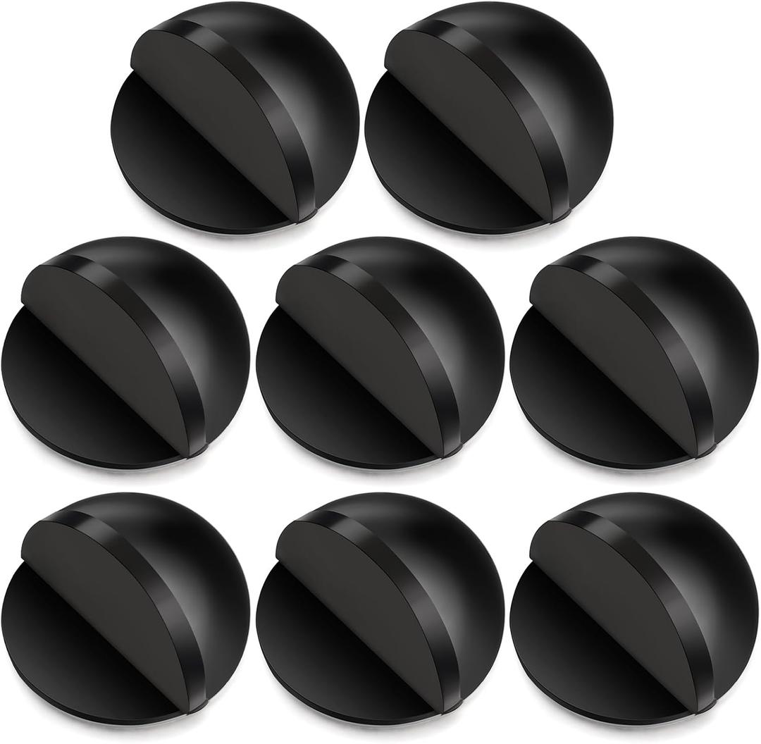 MorningRo 8 Pcs Self Adhesive Door Stoppers, Stainless Steel Floor Door Stop Wall Protector, Half Dome Floor Gate Stopper for Living Room, Bedroom, Bathroom, Office (Black)