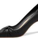 PiePieBuy Womens Pointed Toe Pumps Twist Knot Stiletto Mid Heel Faux Leather Dress Shoes (8, Black)