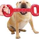 Feeko Dog Toys for Aggressive Chewers Large Breed, 15 Inch Interactive Long Lasting Dogs Toy with Convex Design Natural Rubber Tug-of-war Toy for Medium Large Tooth Clean (Red)