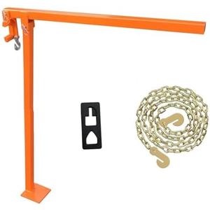 Heavy Duty T-Post Puller with 49-Inch Chain, Fence Post Removal Tool, Orange Metal Construction