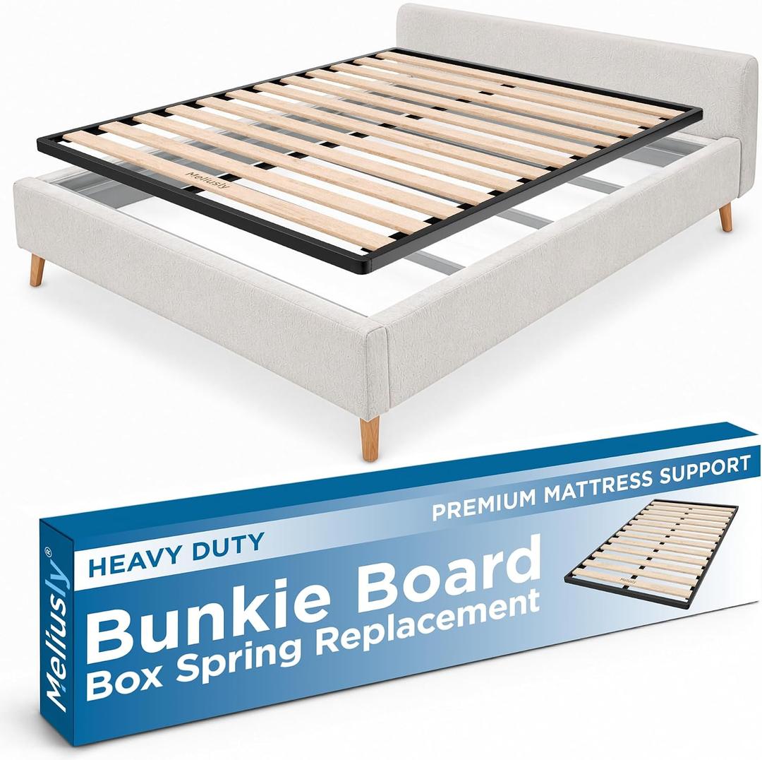 Meliusly Full Size Bunkie Board (53.3x74.3) - Heavy Duty Wood Bed Slats