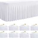 Outpain White Spandex Table Clothes for 6 Foot Rectangle Tables-8Pack 6FT Spandex Fitted Table Cover, Wrinkle Free Tablecloths with Skirt for Parties, Wedding, Birthday, Banquet, Festival