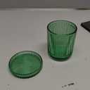 2 Pack Qtip Holders for Bathroom, Clear Glass Apothecary Jars with Lids, Vintage Bathroom Canisters for Cotton Balls, Swabs, Floss Picks, Hair Ties, Vanity Organizer and Storage Decor (Green)