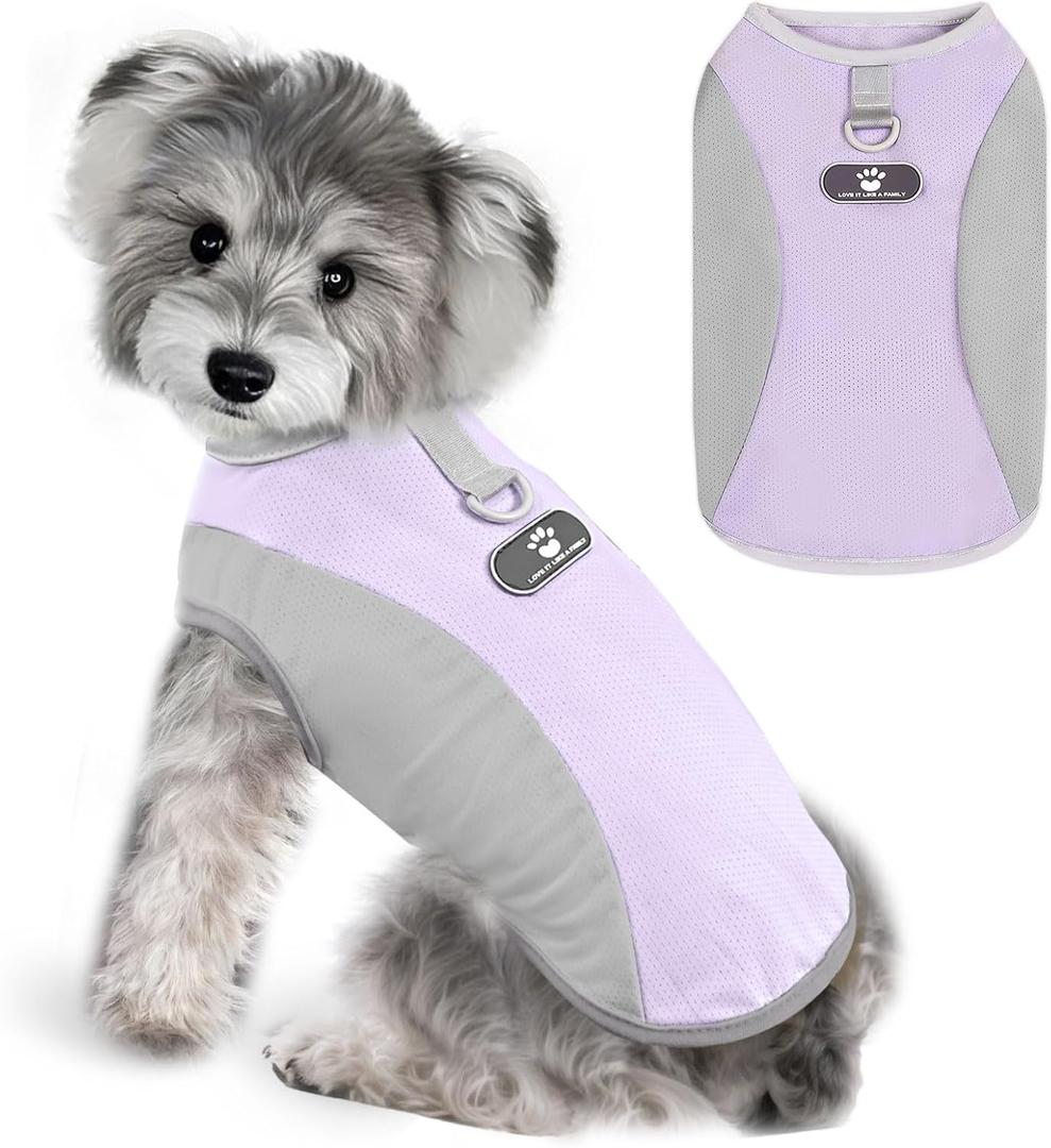 Dog Cooling Vest with D-Ring Dog Tshirt Sun Protection Small Puppy Clothes for Girls Boys Stretchy Shirts for Dogs Lightweight Breathable Shirt French Bulldog Frenchie Dachshund Clothes, Size Small (1Pack Purple)