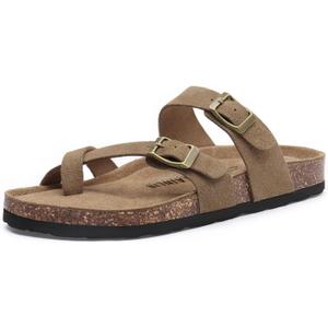 Rainlin Women's Cork Footbed Sandals Comfortable Adjustable Buckle Flat Thong Slide Sandals with Arch Support (7)