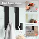 PMMASTO Shower Door Hooks, (7.5 Inch) Extended Towel Hooks for Bathroom Frameless Glass Shower Door, Stainless Steel Heavy Duty Hooks for Hanger Robe,Towel (Black ''T'' Shape 2 Pack)