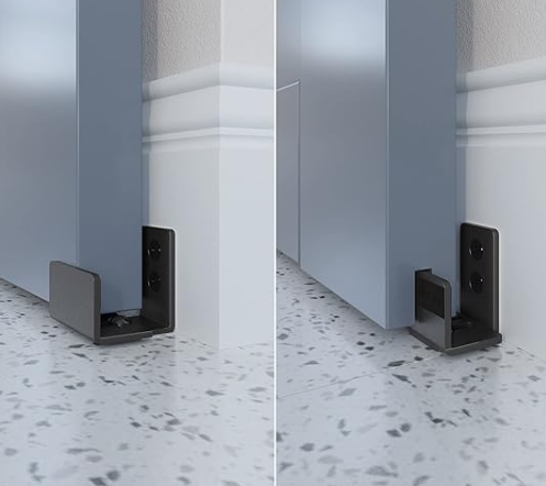 Sure-Loc Sliding Barn Door Bottom Floor Guide,U Shape,Flexible Adjustable Fit Distance,Flush Flat Bottom Design,Wall Mount System,for Door & Cabinet,Black 