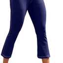 VOOVEEYA Women's Capri Leggings, Yoga Capris Pants with Pockets Stretchy Crop Pants High Waisted Straight Leg 21" (Blue, L)