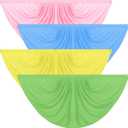 Peryiter 4 Pcs Pastel Pure Pleated Fan Flag Bunting 3 x 6 ft Bunting Half Fan Hanging Banner with 3 Grommet for Indoor Outdoor Holiday Yard Pastel Decoration, Solid Color
