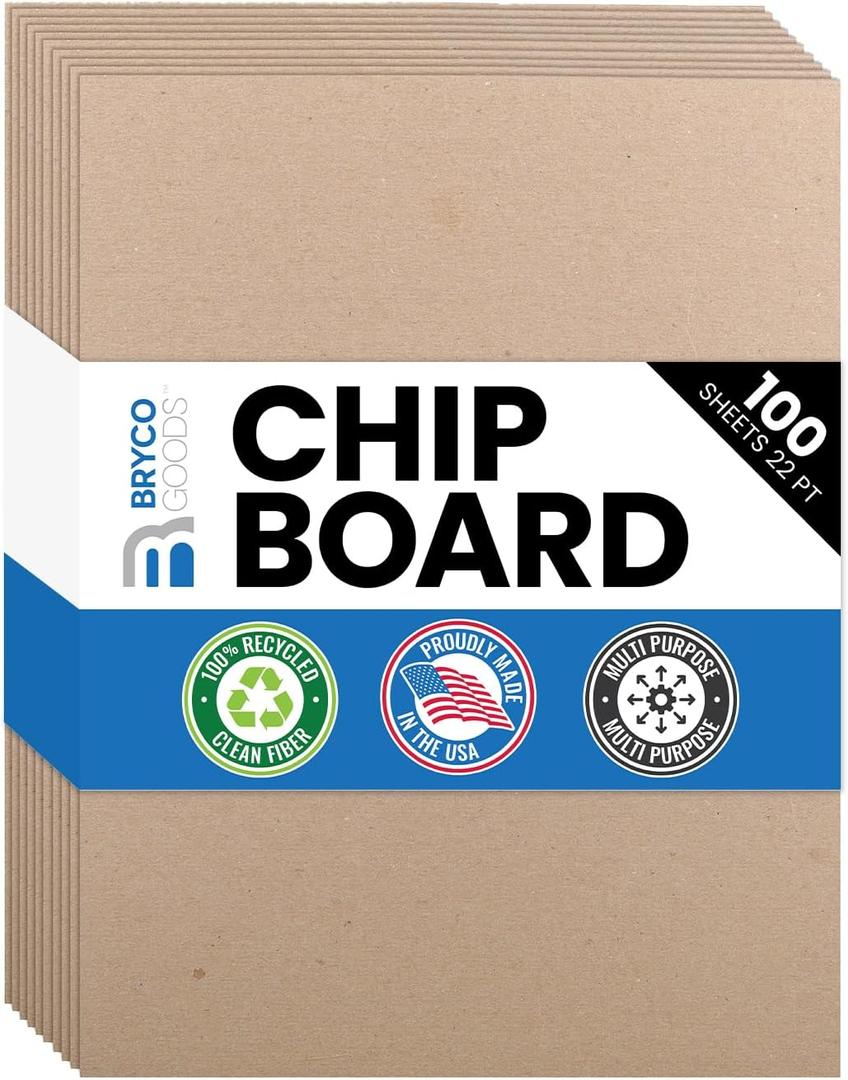Chipboard Sheets 8.5" x 11" - 100 Sheets of 22-Point Kraft Board for Crafts, DIY Projects, and Packaging - Durable Alternative to Cardboard Sheets and MDF Board