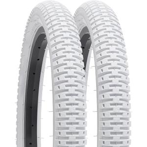YUNSCM 2-PCS 16" Bike Tires 16x1.95/53-305 (White) Compatible with Kid Bike 16 x 1.95 All-Terrain Directional Tread Bicycle Tires