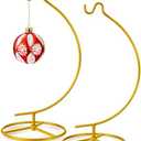 Baderke 1 Pack Ornament Display Stand, 10.43" Height Ornament Hanger, Air Plant Holder Terrariums Hanging Stand Crystal Ball Hanging Hook for Christmas Wedding Home Office Decoration (Gold)