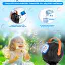 Joyfuture Automatic Bubble Machine, Black Bubbles Blower for Kids, Toddlers - 360 Rotation, 75 Adjustment, with LED Light - Gifts for Boys, Girls, Outdoor, Birthday, Party