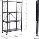 BRIAN & DANY 4-Tier Foldable Storage Shelves with Wheels, Folding Metal Rack Shelving Unit, Heavy Duty No Assembly Organizer Shelf for Garage, Kitchen, Basement, Pantry, Black