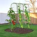 HIRALIY Cucumber Trellis for Climbing Plants Outdoor, 5 ft Tall Metal Garden Trellis, Arch Tunnel for Tomato Grape Vine Vegetables, Plant Support Archway for Garden Raised Bed, Green