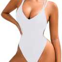 Sexy Swimsuit for Women,Backless Scrunch Butt High Cut Monokini,One Piece Cheeky Bathing Suit Beach Pool Party (6-8, White)