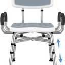 BRITULIF Adjustable Shower Chair with Arms & Back, Stable Heavy Duty 550lbs Safety Bathtub Seat with Non-Slip Feet, Rust-Resistant Aluminum Frame & Tool-Free Assembly for Elderly & Disabled