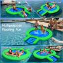 CALOBANA Water Hammock with Dog Boat Ramp, Inflatable Round Floating Ring for Adults Pets Heavy Duty Floating Dock Tanning Pool Lounger Float Island Platform for Pool Sea River Dock Boat Party, 10ft Hammock with Ramp 10FT